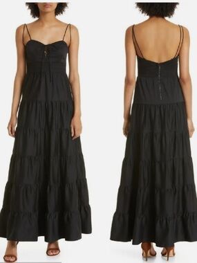 NWT Alice and Olivia JORI Spaghetti Strap Tiered Maxi Dress
